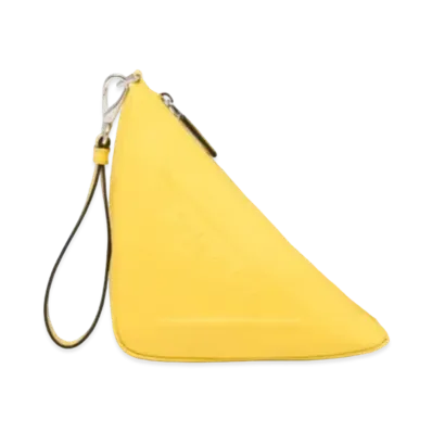PRADA Triangle Leather Pouch "Yellow"