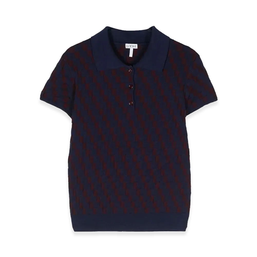 LOEWE Women's Stretch Cotton Polo Shirt "Navy"