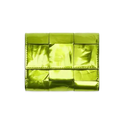 Bottega Veneta Tri-Fold Zip Wallet "Chlorophyll/Black"