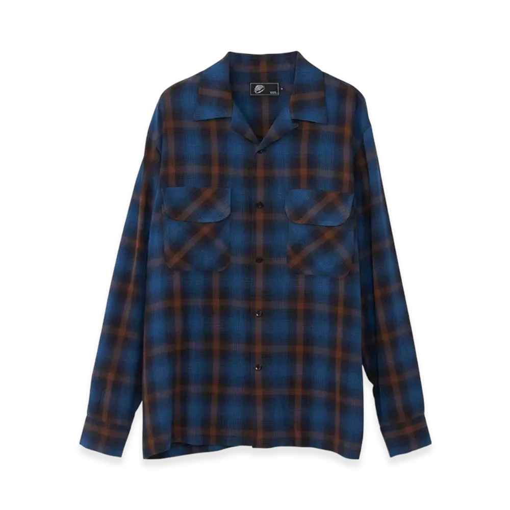 HYSTERIC GLAMOUR I'll Be Waiting Embroidery Open Collar Shirt "Blue/Multicolor"