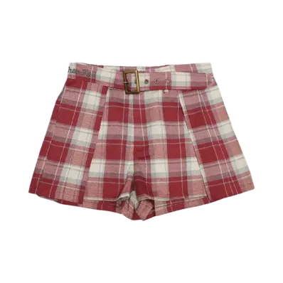 HTH 2way pleated shorts "RED CHECK"