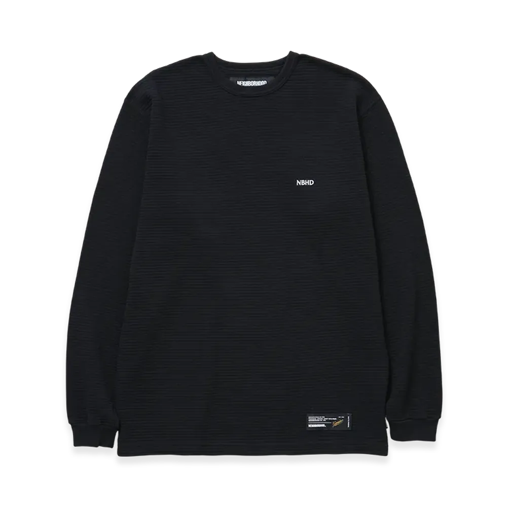 NEIGHBORHOOD Waffle Fabric Crewneck LS-2 "Black"