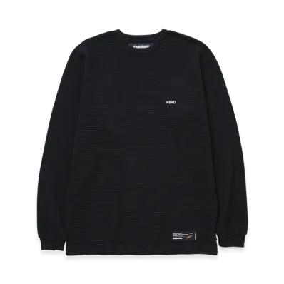 NEIGHBORHOOD Waffle Fabric Crewneck LS-2 "Black"