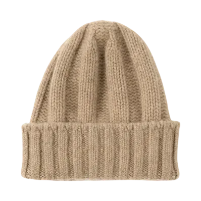 BEAMS Cashmere Rib Watch Cap "Camel"