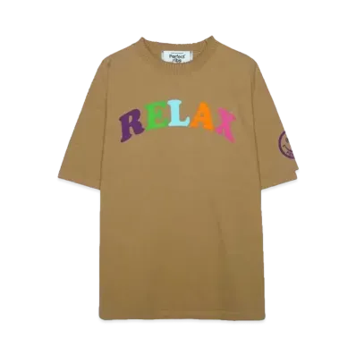 Perfect ribs (RELAX & OPTIMIST) Basic Short Sleeve T Shirts "Light Brown"