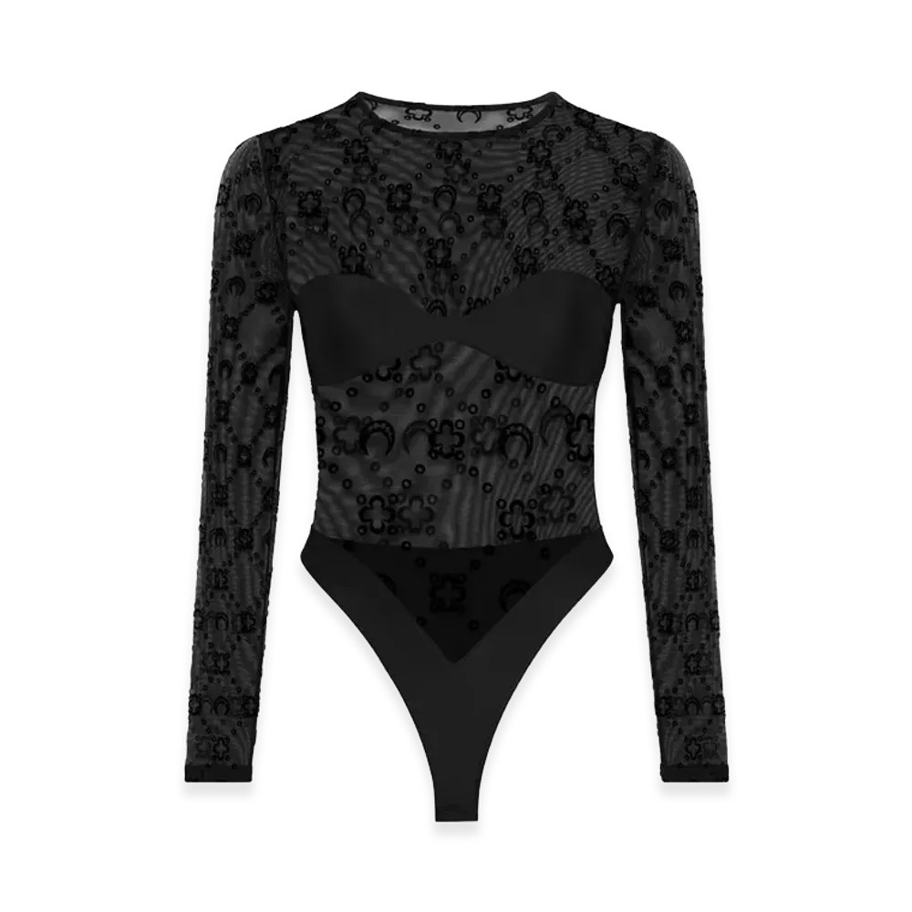 Marine Serre Women's Stretch Tulle Bodysuit "Black"