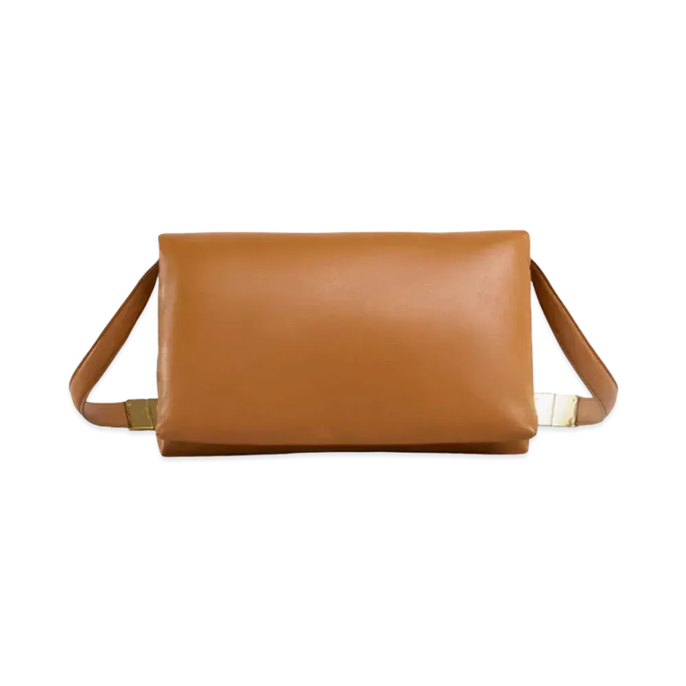 Marni Leather Prisma Shoulder Bag "Biscuit"