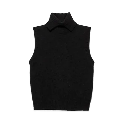 PRADA Women's Cashmere Turtleneck Vest "Black"