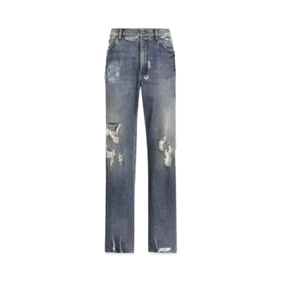 DOLCE&GABBANA Oversize Cotton Jeans With Tag "Blue"