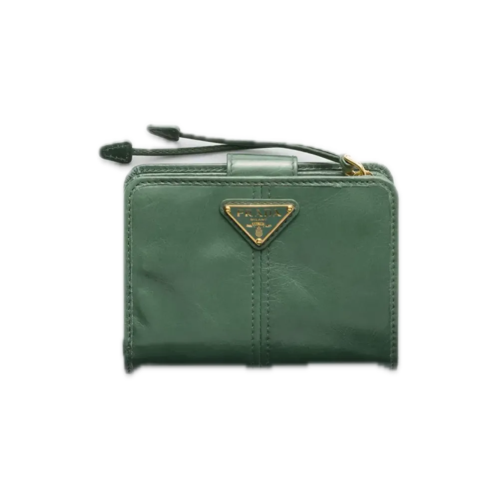 PRADA Soft Lux Leather Wallet "Salvia Green"