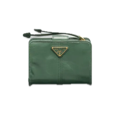 PRADA Soft Lux Leather Wallet "Salvia Green"