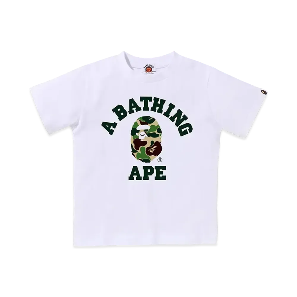 A BATHING APE ABC Camo College Tee Kids "White/Green"