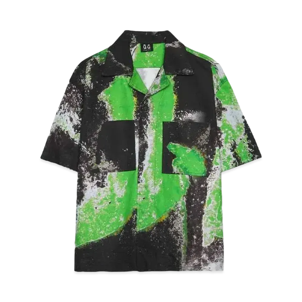 44 LABEL GROUP CORROSIVE BOWLING SHIRT "BLACK + GRUNGE GREEN"