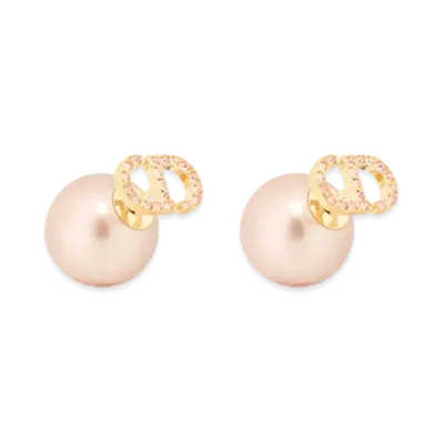Dior Tribales Earrings Metal with Resin Pearls and Crystals "Gold/Iridescent Pink"