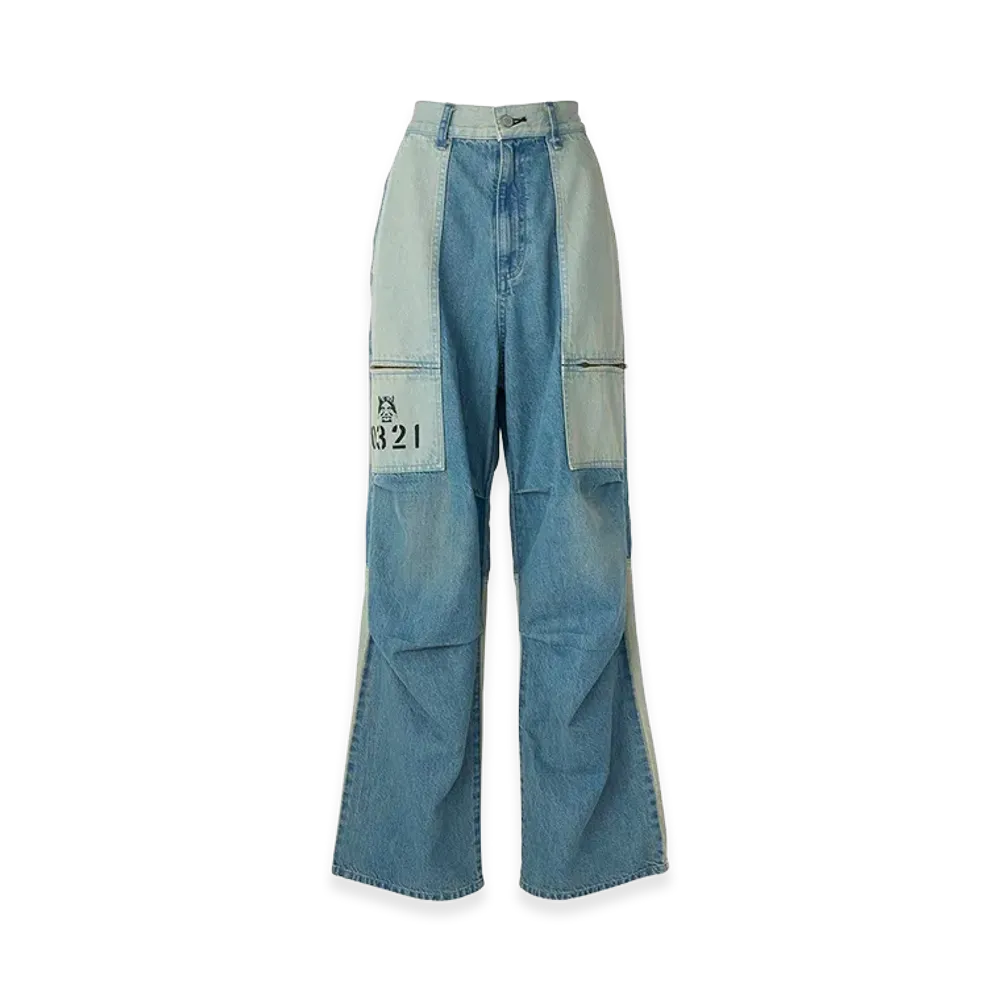 HYSTERIC GLAMOUR Hysteric 0321 Knee-Tuck Wide Pants "Light Indigo Blue"