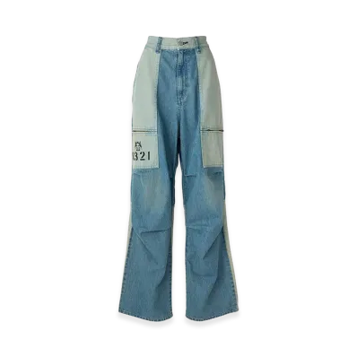 HYSTERIC GLAMOUR Hysteric 0321 Knee-Tuck Wide Pants "Light Indigo Blue"