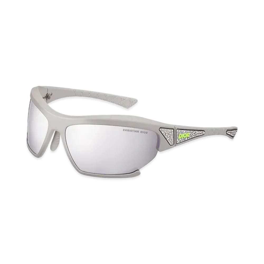 Dior x Lewis Hamilton DiorFast Sunglasses Rectangular with Swarovski Crystals "Gray/Neon Yellow"