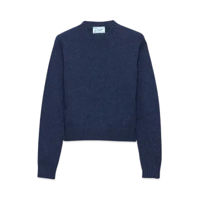 PRADA Women's Ribbed Knit Re-Cashmere Sweater "Navy"