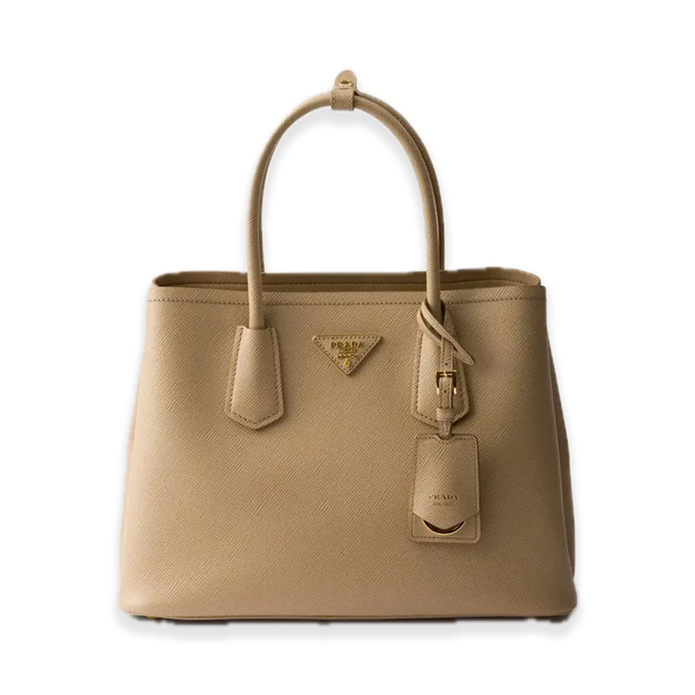 PRADA Double Saffiano Leather Medium Bag "Sand Beige"