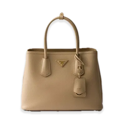PRADA Double Saffiano Leather Medium Bag "Sand Beige"