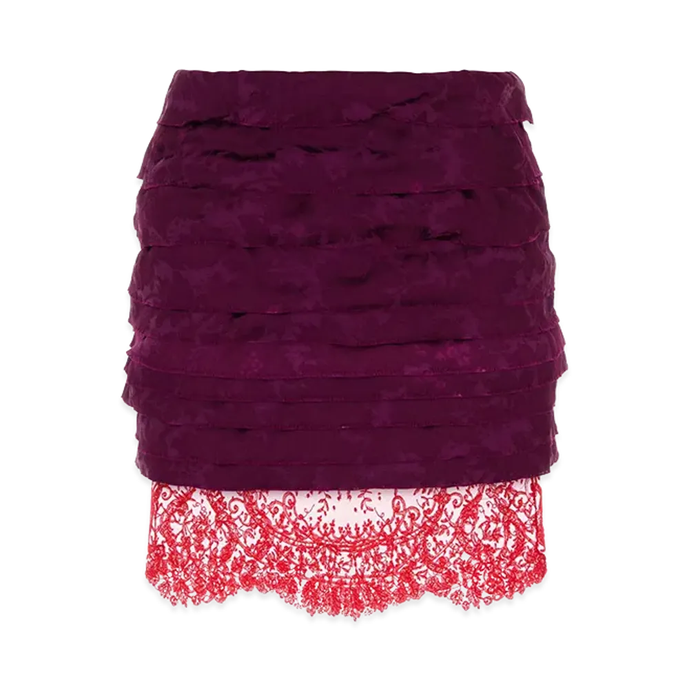 Saint Laurent Women's Tyrian Jacquard Mini Skirt "Purple"