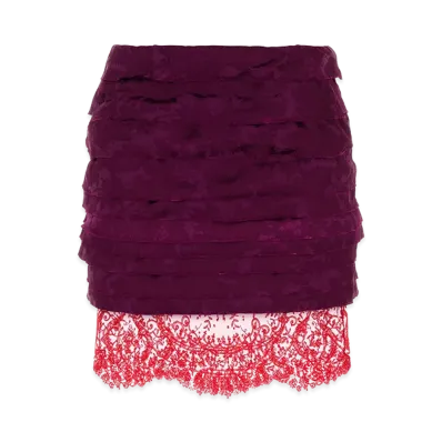 Saint Laurent Women's Tyrian Jacquard Mini Skirt "Purple"