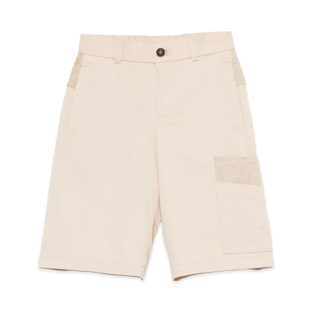 FENDI Kids Bermuda Eavy Gabardine Shorts "Beige"