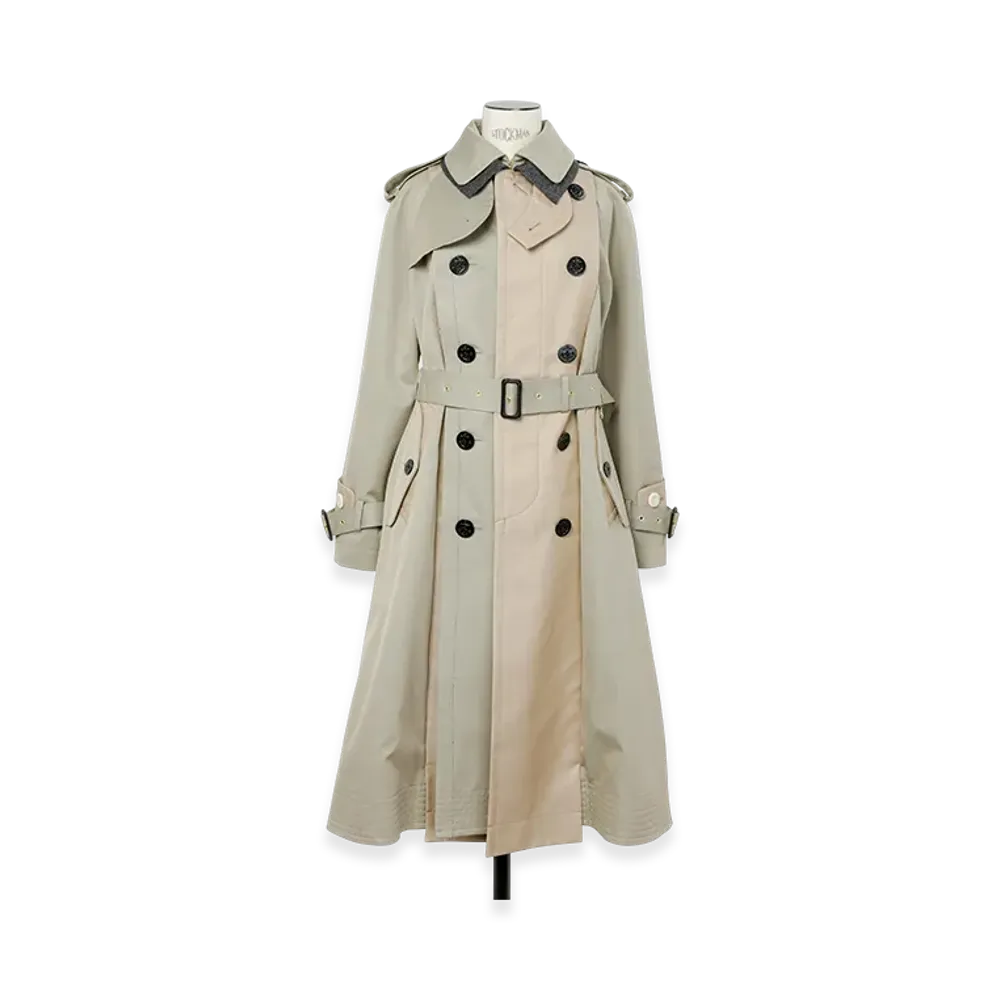 sacai Cotton Gabardine Coat "Light Khaki/Beige"