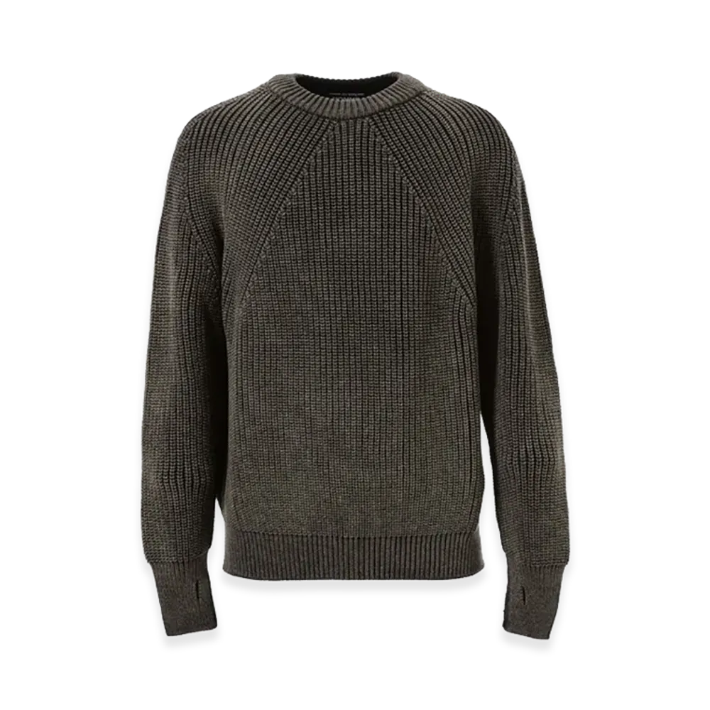 COMME des GARCONS HOMME Batoner W-Name Wool Crew Neck Knit "Navy"