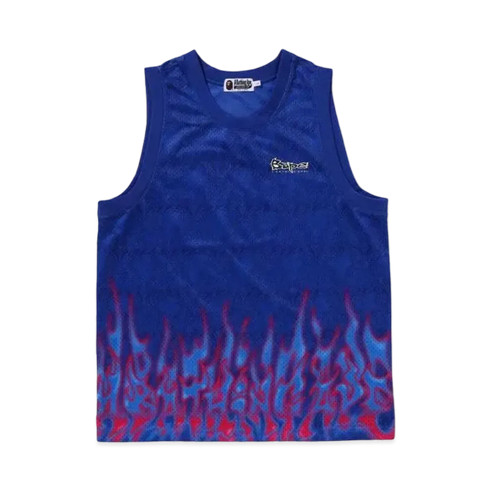 A BATHING APE Flame Mesh Vest "Blue"