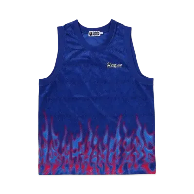 A BATHING APE Flame Mesh Vest "Blue"