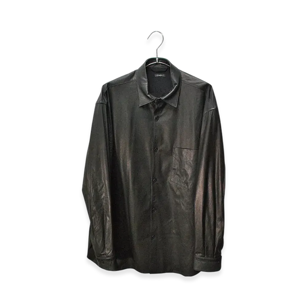 COMOLI Leather Shirt "Black"