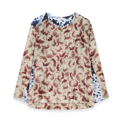 DRIES VAN NOTEN Women's Contrast Top "Burgundy"