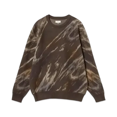 BEAMS Digital Marble Fade Crew Neck Knit "Brown"