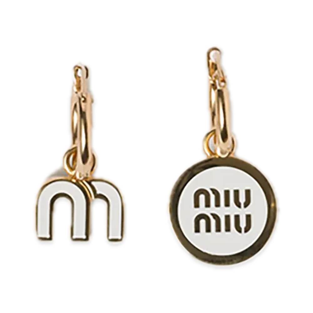 MIU MIU Enamel Metal Earring Set "White"
