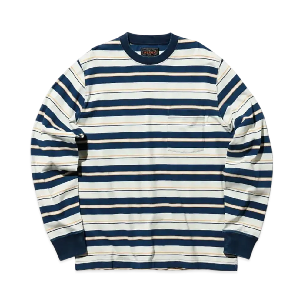 BEAMS Pocket Tee Indigo Stripe "Navy"