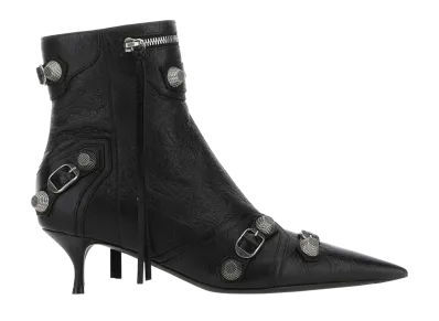 BALENCIAGA Women's Leather Cagole Ankle Boots "Black"