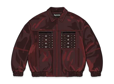 Supreme Multi Studded Leather Jacket "Burgundy"