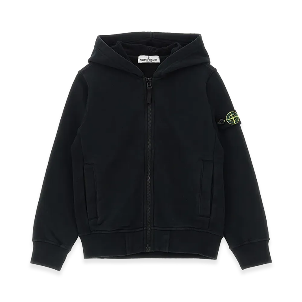 Stone Island Kids Logo Badge Hoodie "Black"