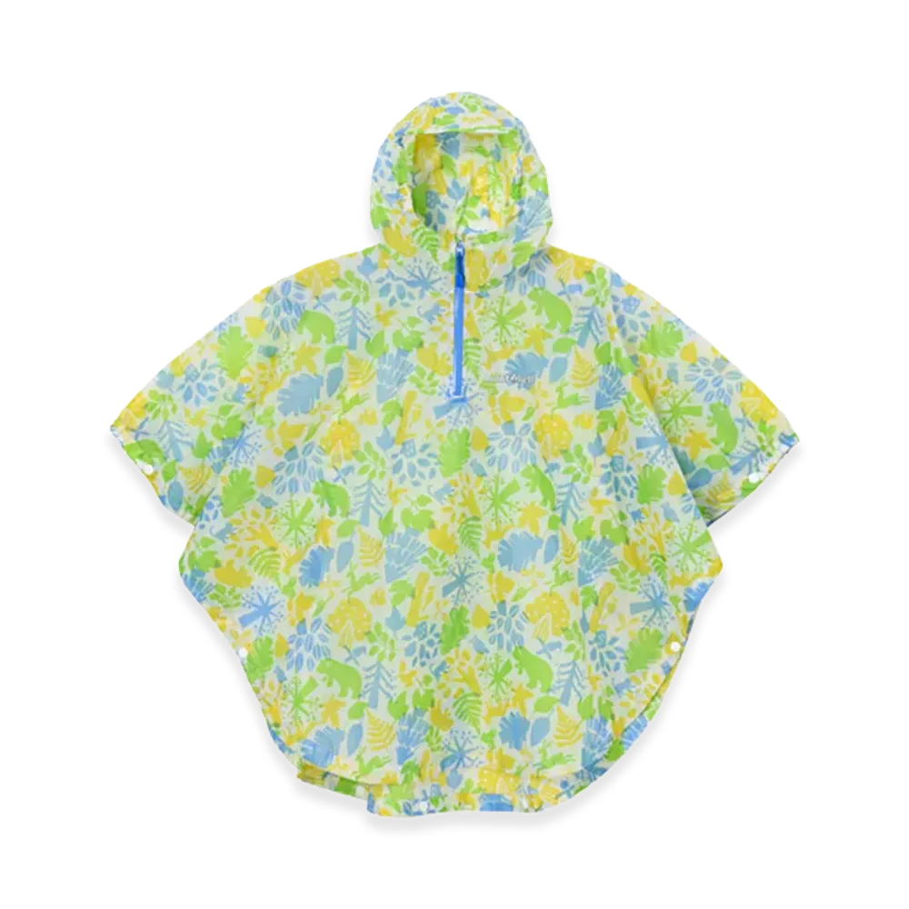 mont-bell Kid's Print Trekking Rain Poncho 95-125 "Green"