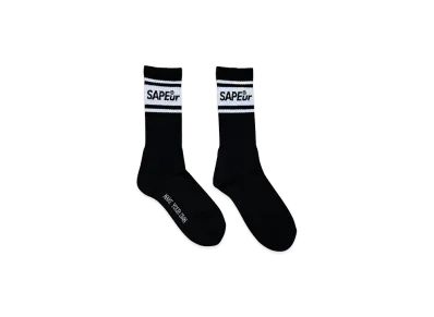 SAPEur Double Line Crew Socks "Black"