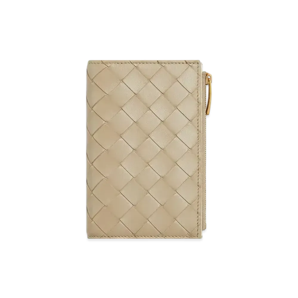 Bottega Veneta Intrecciato Medium Bi-Fold Wallet "Ecru/Glacier"
