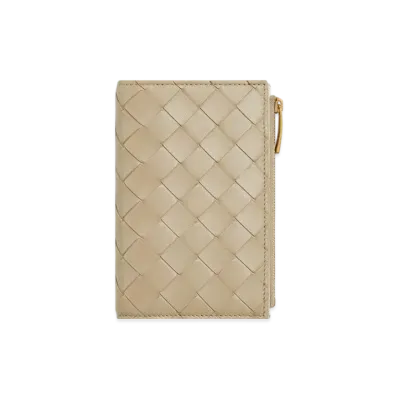 Bottega Veneta Intrecciato Medium Bi-Fold Wallet "Ecru/Glacier"