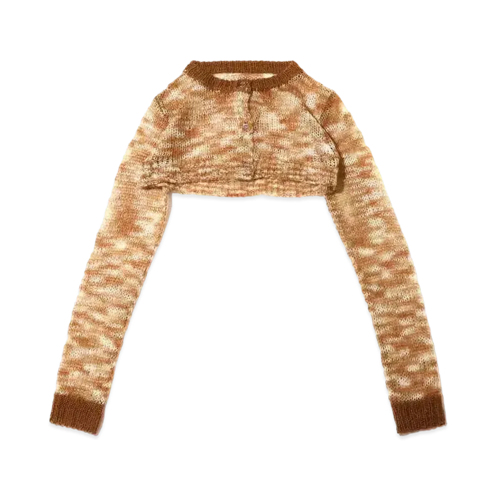atmos pink Colorful Mohair Touch Short Cardigan "Brown"