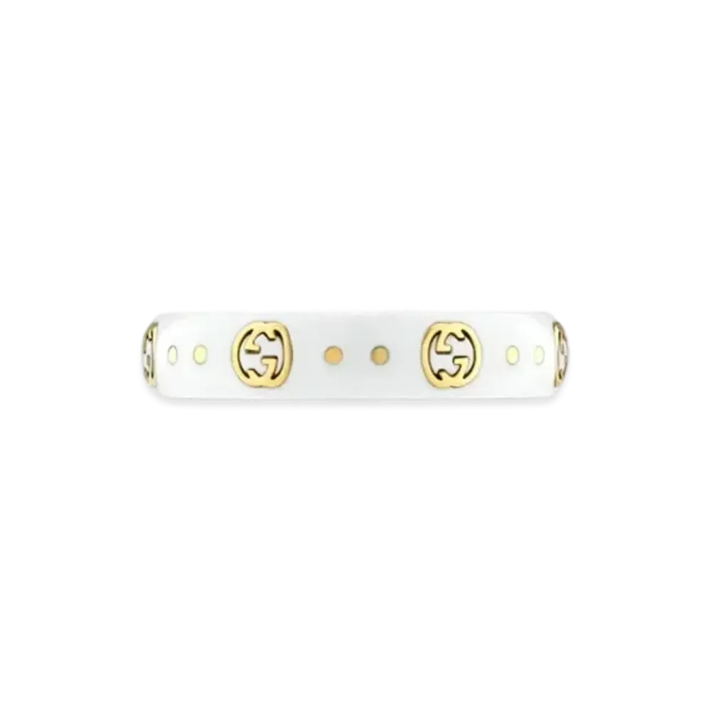 GUCCI Icon Interlocking G Ring "White"