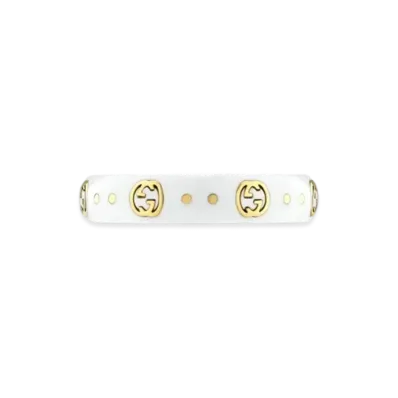 GUCCI Icon Interlocking G Ring "White"