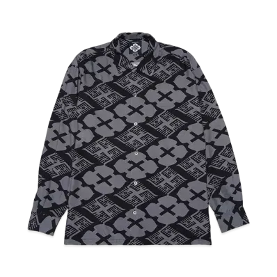 APHRODITEGANG Gakkin x Budspool Kabatsukamon L/S Hawaiian Shirt "Black Grey"