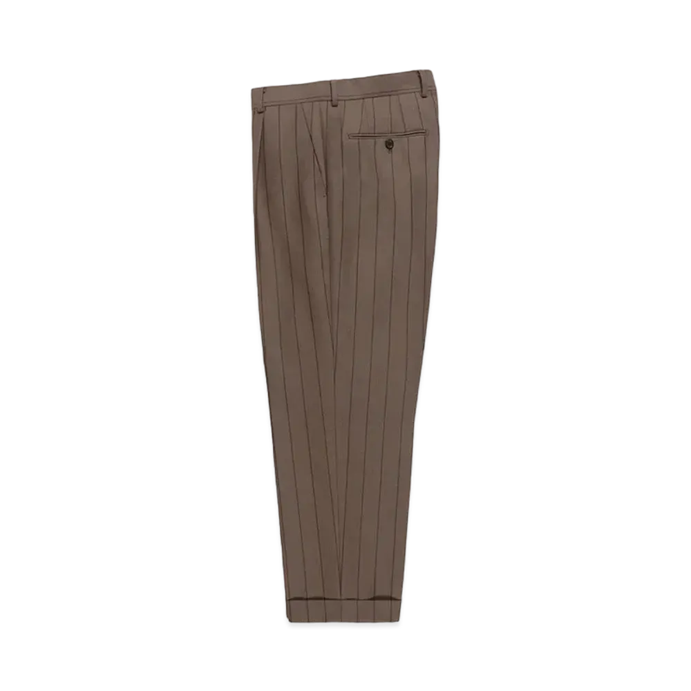 WACKO MARIA x DORMEUIL / Striped Pleated Trousers (Type-2) "Gray"