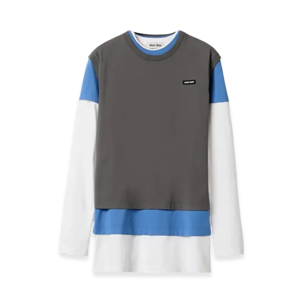 MIU MIU Women's Jersey T-Shirts (Set of 3) "Steel/White/Blue"