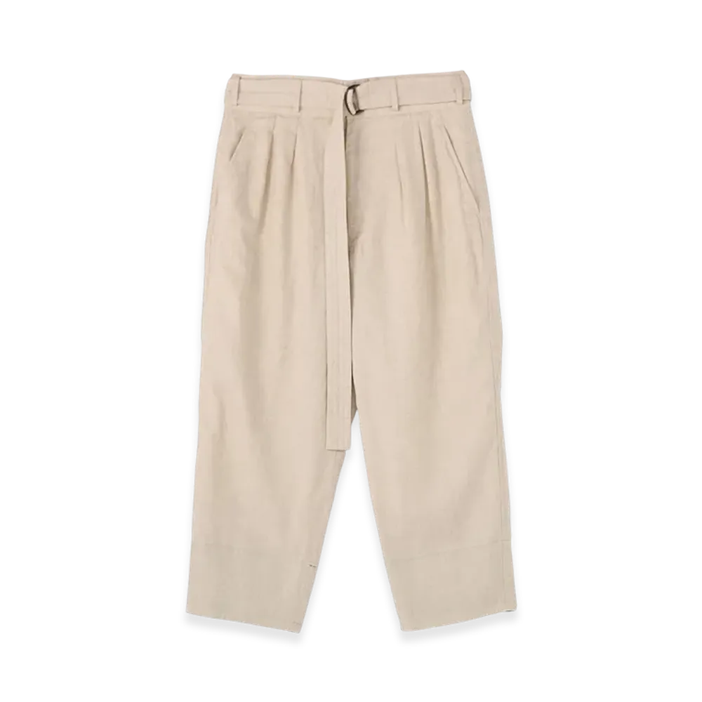 S'YTE LI/C Washer Twill Tie Dye 2-Tuck Tapered Belt Pants "Beige"